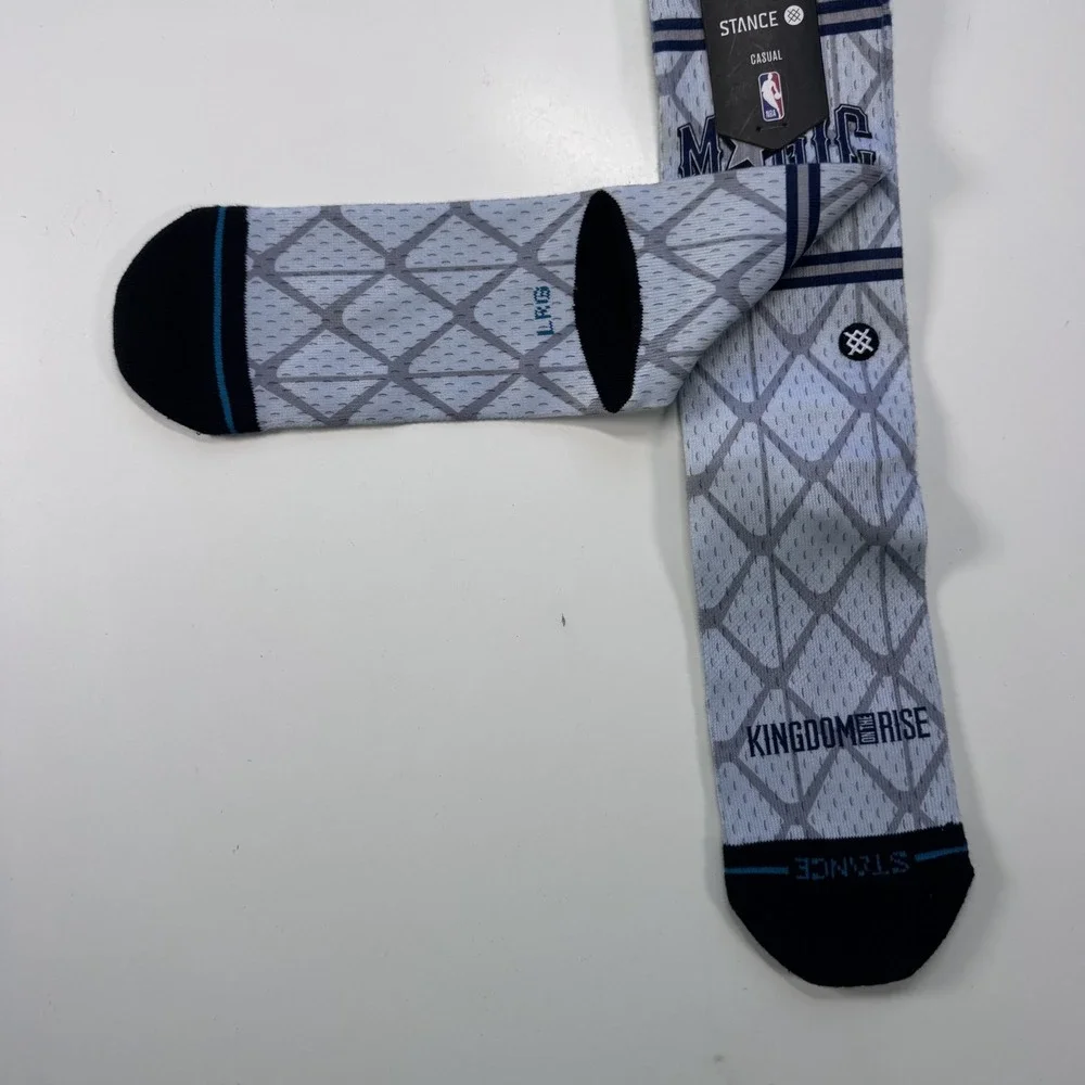 STANCE NBA Orlando Magic Crew Socks Casual Kingdom Rise Gray Black Mens Large
